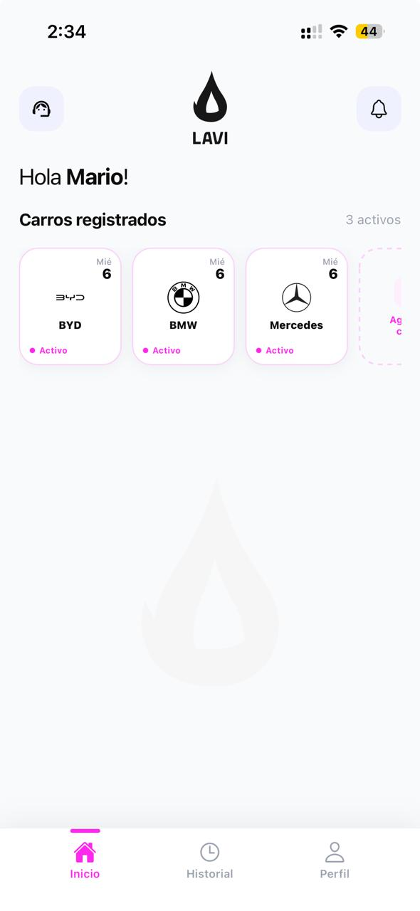 LAVI app — reserva de lavado de autos